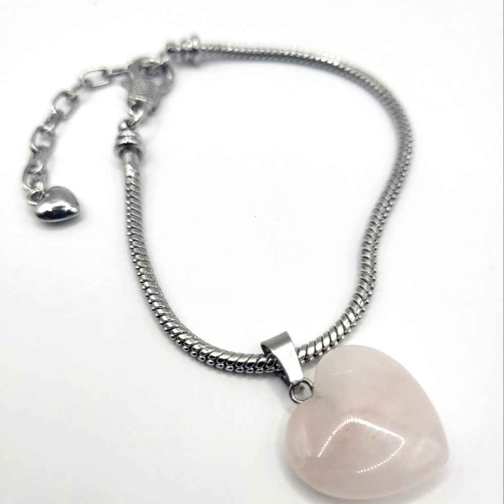 Stainless Steel Rose Quartz Bracelet